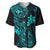 Hawaii Baseball Jersey Fish Hook Tattoo Mix Polynesian Plumeria Turquoise Version LT14 Turquoise - Polynesian Pride