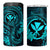 Hawaii 4 in 1 Can Cooler Tumbler Fish Hook Tattoo Mix Polynesian Plumeria Turquoise Version