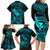 Hawaii Family Matching Long Sleeve Bodycon Dress and Hawaiian Shirt Fish Hook Tattoo Mix Polynesian Plumeria Turquoise Version LT14 - Polynesian Pride