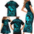 Hawaii Family Matching Short Sleeve Bodycon Dress and Hawaiian Shirt Fish Hook Tattoo Mix Polynesian Plumeria Turquoise Version LT14 - Polynesian Pride