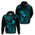 Hawaii Hoodie Fish Hook Tattoo Mix Polynesian Plumeria Turquoise Version LT14 - Polynesian Pride