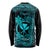 Hawaii Long Sleeve Shirt Fish Hook Tattoo Mix Polynesian Plumeria Turquoise Version LT14 - Polynesian Pride