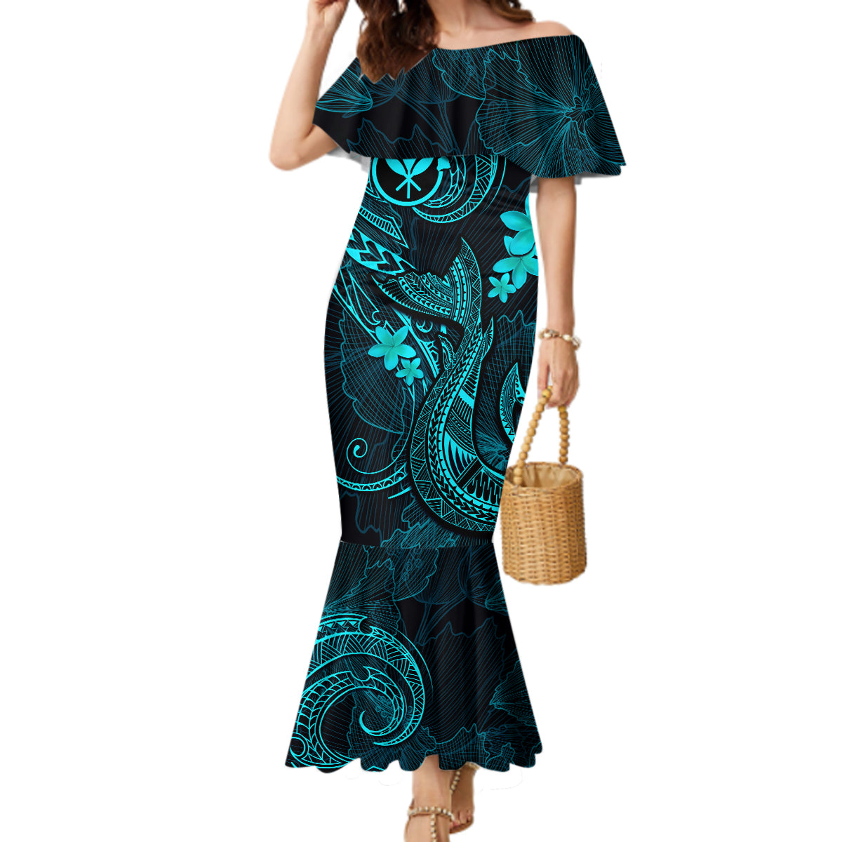 Polynesian Mermaid Dress | 2024 Mermaid Hawaiian Style Long Dress