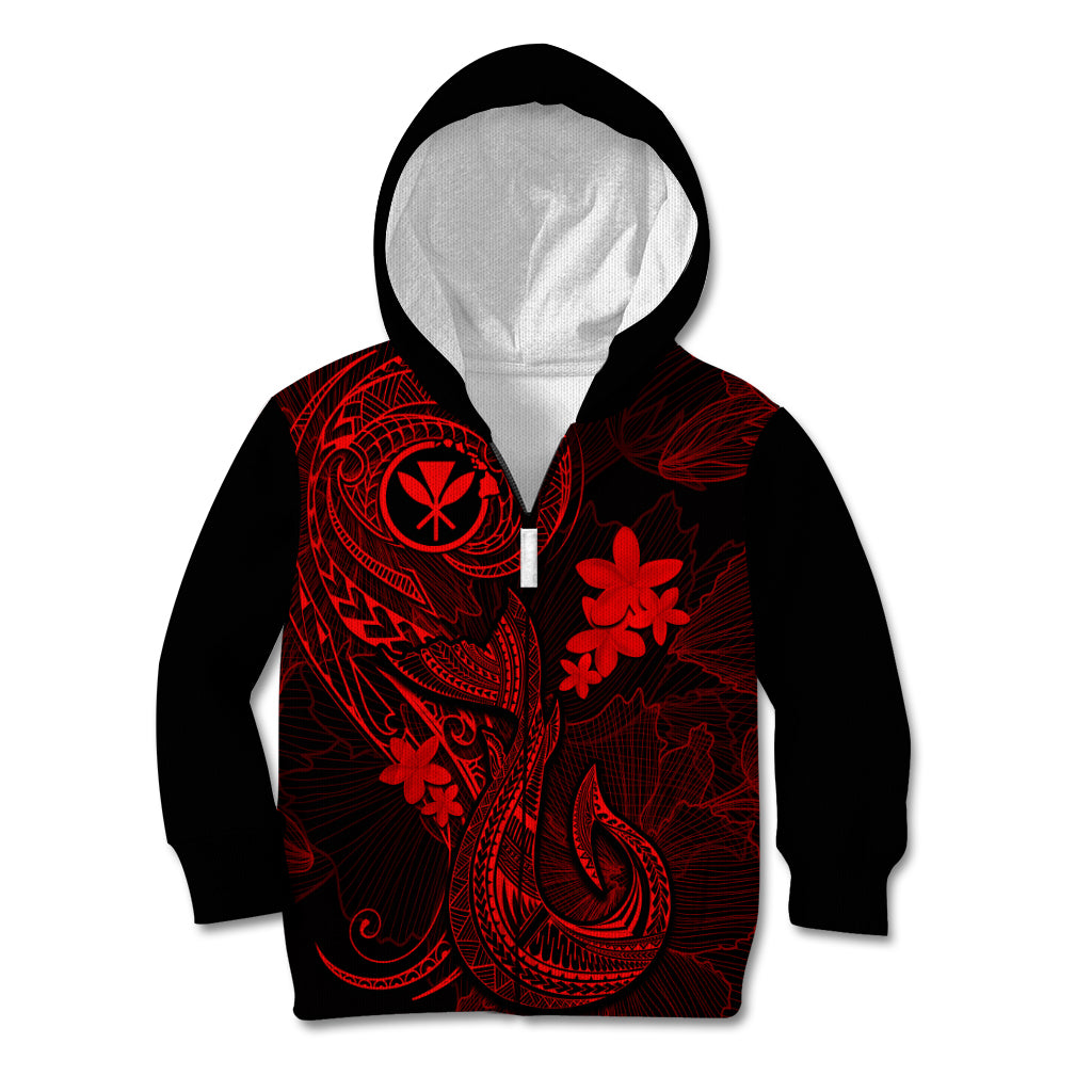 Hawaii Kid Hoodie Fish Hook Tattoo Mix Polynesian Plumeria Red Version LT14 - Polynesian Pride