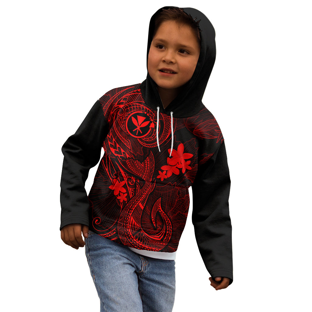 Hawaii Kid Hoodie Fish Hook Tattoo Mix Polynesian Plumeria Red Version LT14 - Polynesian Pride