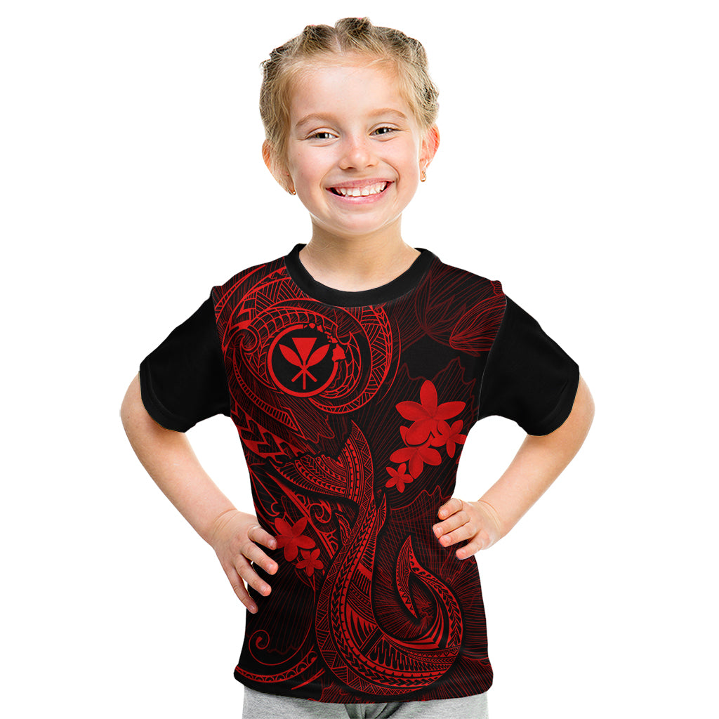 Hawaii Kid T Shirt Fish Hook Tattoo Mix Polynesian Plumeria Red Version LT14 Red - Polynesian Pride