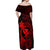 Hawaii Off Shoulder Maxi Dress Fish Hook Tattoo Mix Polynesian Plumeria Red Version LT14 - Polynesian Pride