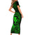 Hawaii Family Matching Short Sleeve Bodycon Dress and Hawaiian Shirt Fish Hook Tattoo Mix Polynesian Plumeria Green Version LT14 - Polynesian Pride