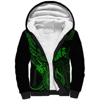Hawaii Sherpa Hoodie Fish Hook Tattoo Mix Polynesian Plumeria Green Version LT14 Unisex Green - Polynesian Pride