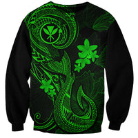 Hawaii Sweatshirt Fish Hook Tattoo Mix Polynesian Plumeria Green Version LT14 Unisex Green - Polynesian Pride