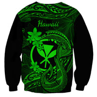 Hawaii Sweatshirt Fish Hook Tattoo Mix Polynesian Plumeria Green Version LT14 - Polynesian Pride