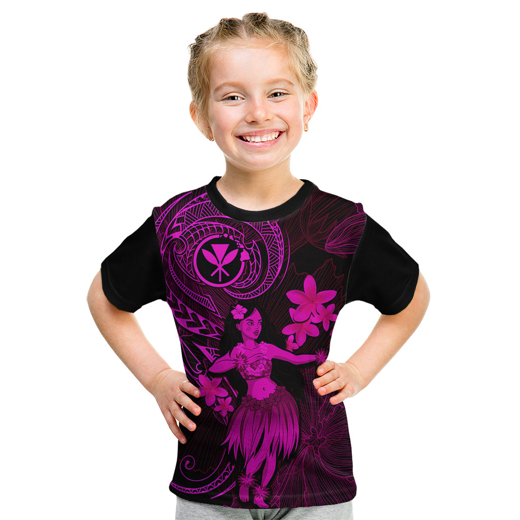 Hawaii Kid T Shirt Hula Girl Mix Polynesian Plumeria Pink Version LT14 Pink - Polynesian Pride