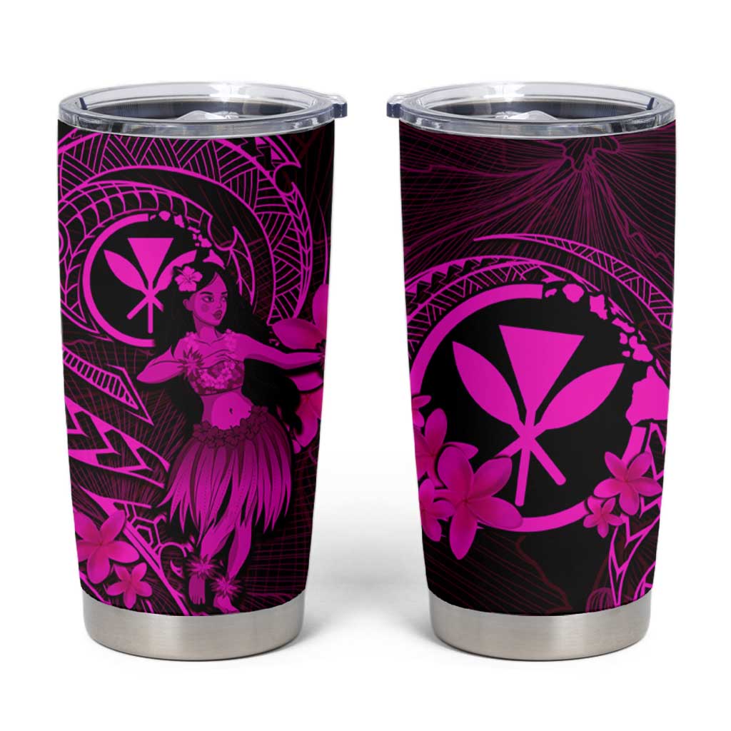 Hawaii Tumbler Cup Hula Girl Mix Polynesian Plumeria Pink Version LT14 Pink - Polynesian Pride