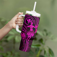 Hawaii Tumbler With Handle Hula Girl Mix Polynesian Plumeria Pink Version LT14 - Polynesian Pride