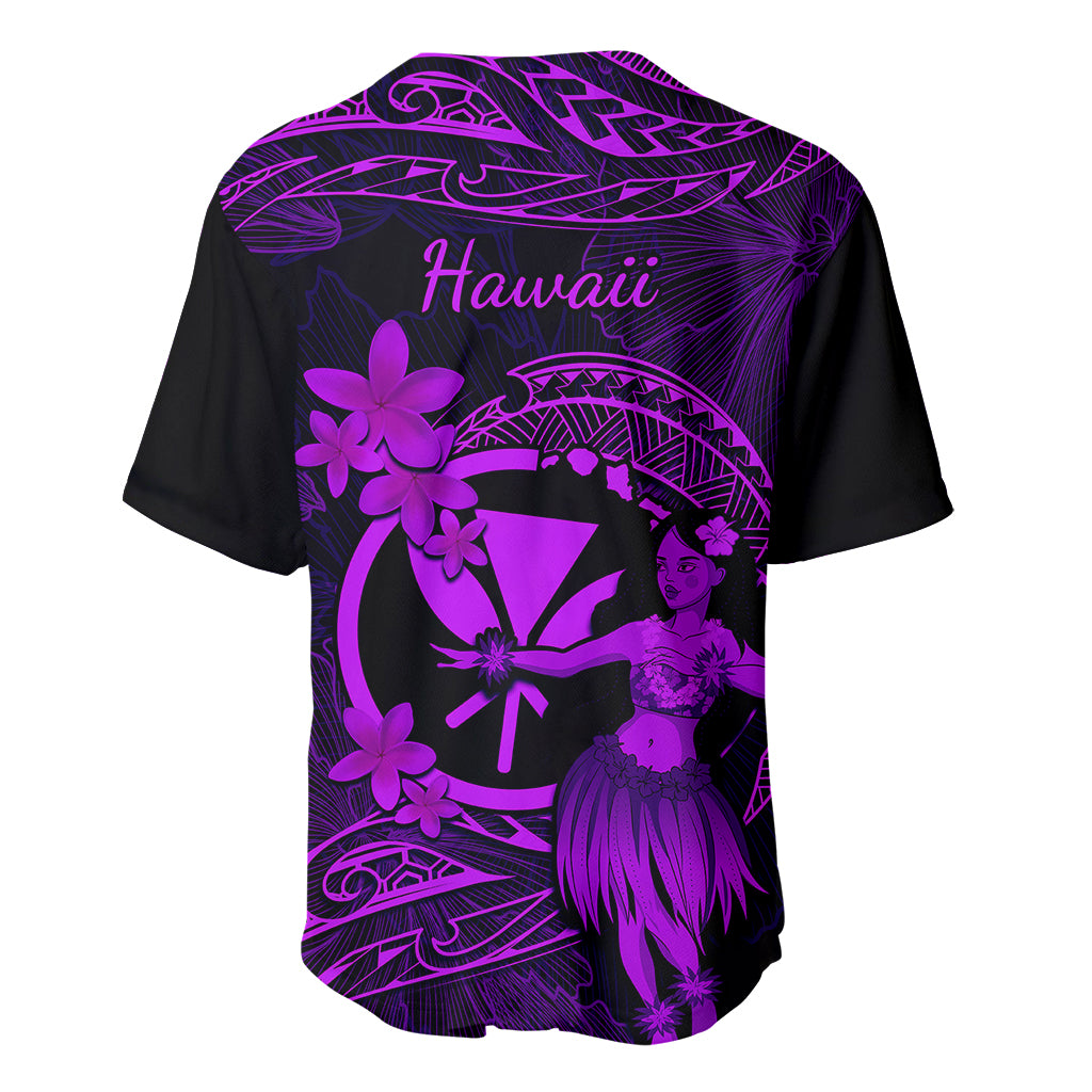 Hawaii Baseball Jersey Hula Girl Mix Polynesian Plumeria Purple Version LT14 - Polynesian Pride