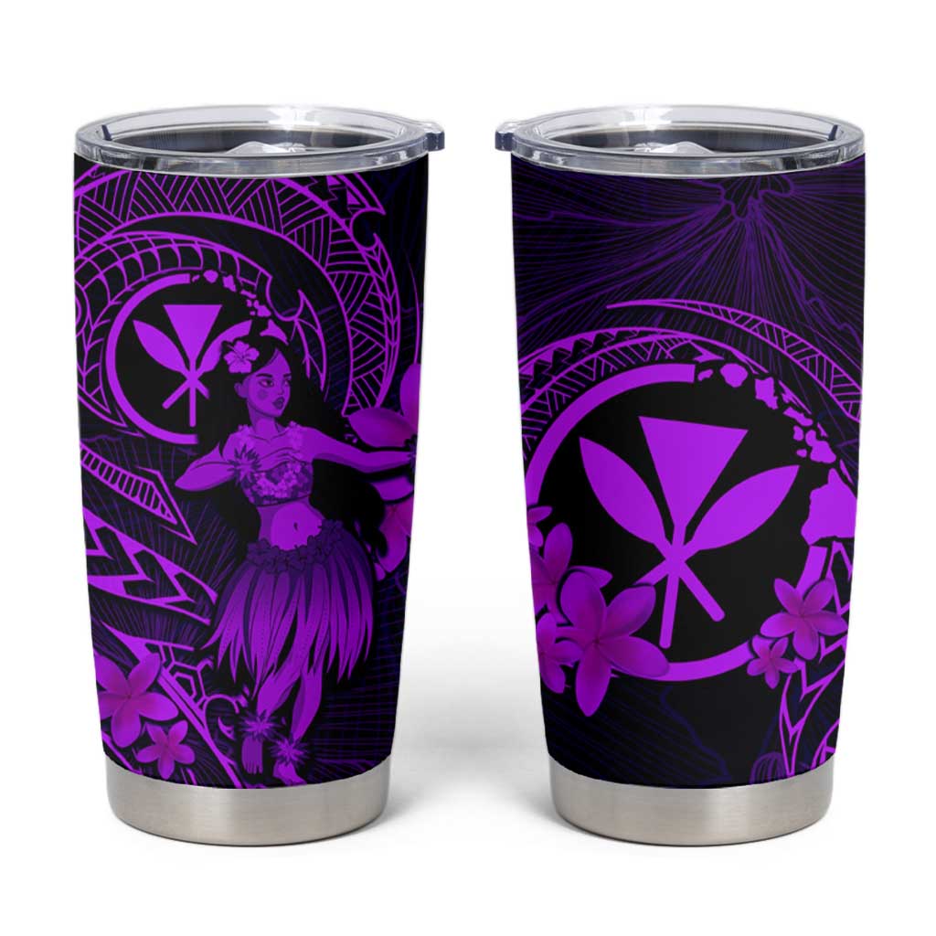 Hawaii Tumbler Cup Hula Girl Mix Polynesian Plumeria Purple Version LT14 Purple - Polynesian Pride