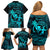 Hawaii Family Matching Off Shoulder Short Dress and Hawaiian Shirt Hula Girl Mix Polynesian Plumeria Turquoise Version LT14 - Polynesian Pride