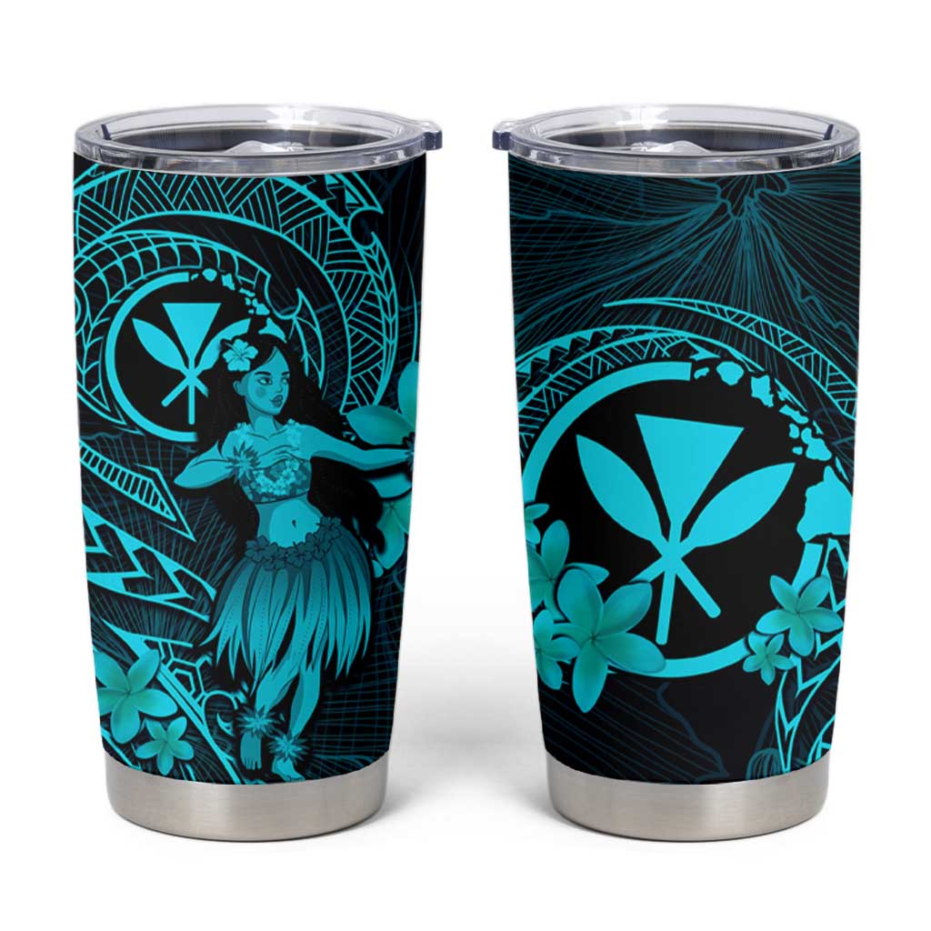 Hawaii Tumbler Cup Hula Girl Mix Polynesian Plumeria Turquoise Version LT14 Turquoise - Polynesian Pride
