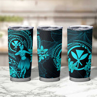 Hawaii Tumbler Cup Hula Girl Mix Polynesian Plumeria Turquoise Version LT14 - Polynesian Pride
