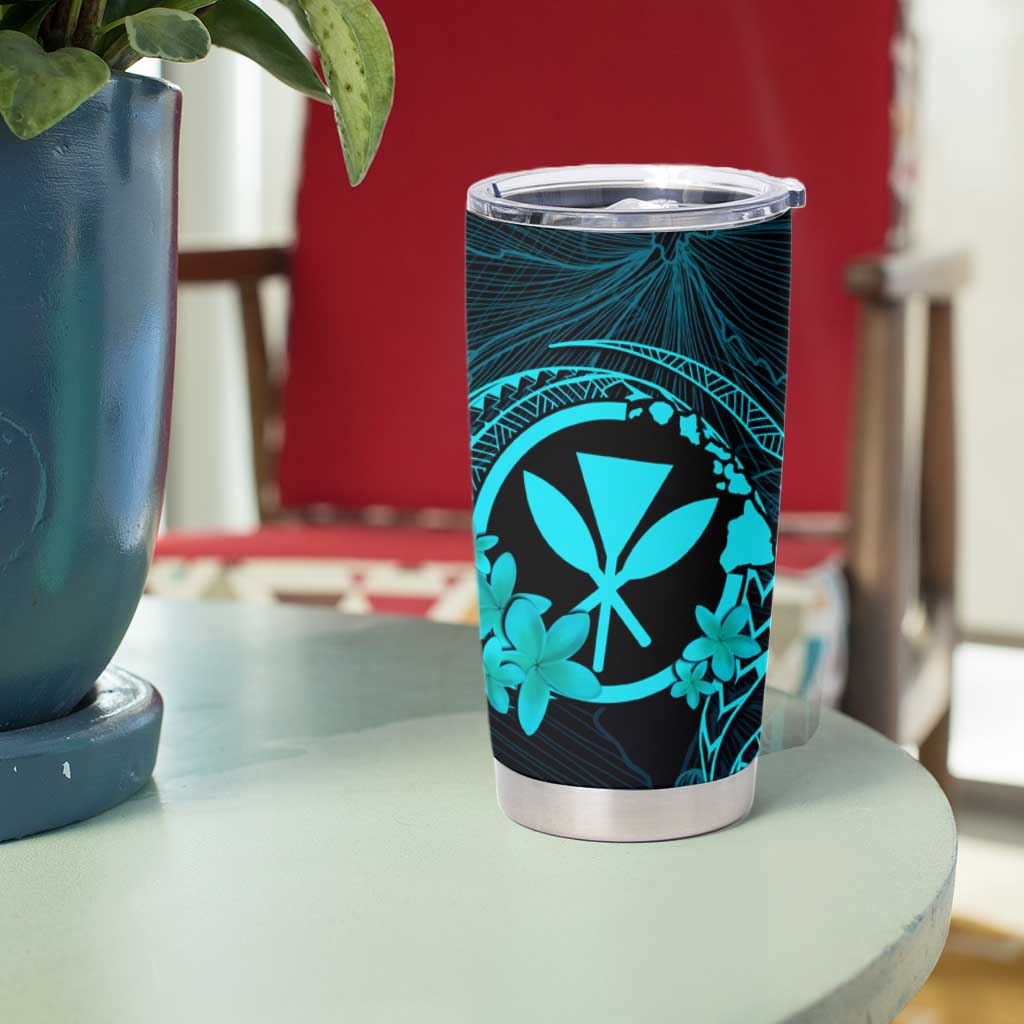 Hawaii Tumbler Cup Hula Girl Mix Polynesian Plumeria Turquoise Version LT14 - Polynesian Pride