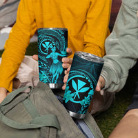 Hawaii Tumbler Cup Hula Girl Mix Polynesian Plumeria Turquoise Version LT14 - Polynesian Pride
