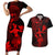 Hawaii Couples Matching Short Sleeve Bodycon Dress and Hawaiian Shirt Hula Girl Mix Polynesian Plumeria Red Version LT14 Red - Polynesian Pride