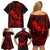 Hawaii Family Matching Off Shoulder Short Dress and Hawaiian Shirt Hula Girl Mix Polynesian Plumeria Red Version LT14 - Polynesian Pride