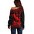 Hawaii Off Shoulder Sweater Hula Girl Mix Polynesian Plumeria Red Version LT14 - Polynesian Pride