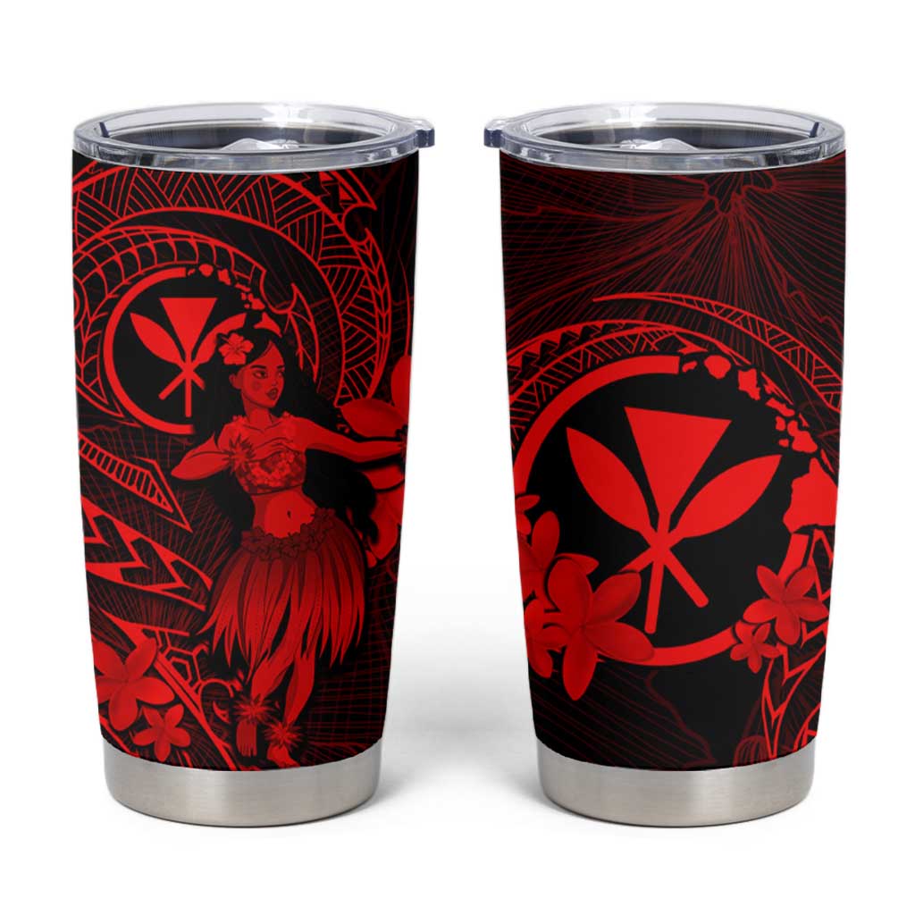 Hawaii Tumbler Cup Hula Girl Mix Polynesian Plumeria Red Version LT14 Red - Polynesian Pride