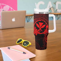 Hawaii Tumbler With Handle Hula Girl Mix Polynesian Plumeria Red Version LT14 - Polynesian Pride
