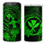 Hawaii 4 in 1 Can Cooler Tumbler Hula Girl Mix Polynesian Plumeria Green Version