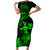 Hawaii Short Sleeve Bodycon Dress Hula Girl Mix Polynesian Plumeria Green Version LT14 Long Dress Green - Polynesian Pride