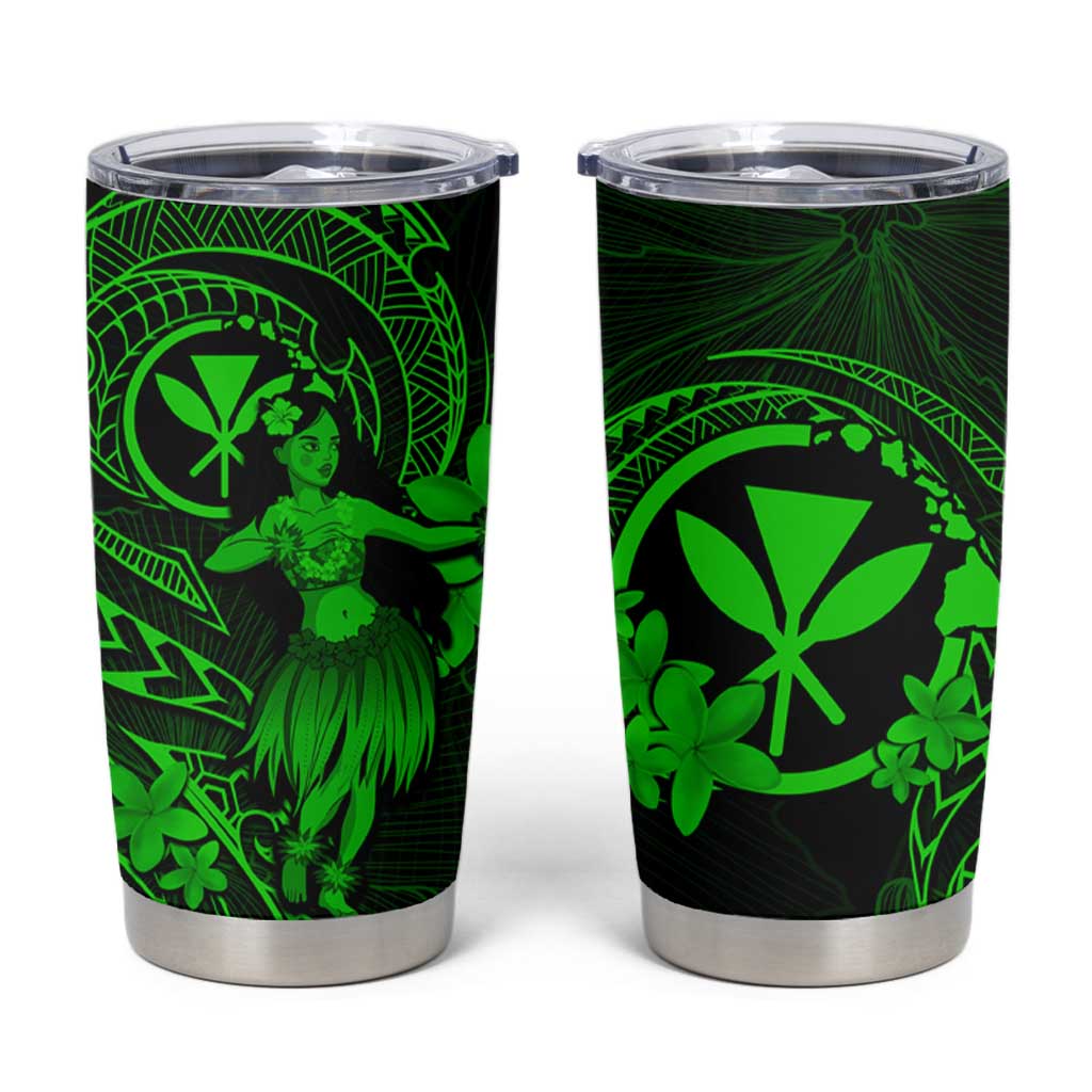 Hawaii Tumbler Cup Hula Girl Mix Polynesian Plumeria Green Version LT14 Green - Polynesian Pride