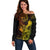 Hawaii Off Shoulder Sweater King Kamehameha Mix Polynesian Plumeria Reggae Version LT14 Women Reggae - Polynesian Pride