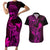 Hawaii Couples Matching Short Sleeve Bodycon Dress and Hawaiian Shirt King Kamehameha Mix Polynesian Plumeria Pink Version LT14 Pink - Polynesian Pride