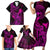 Hawaii Family Matching Short Sleeve Bodycon Dress and Hawaiian Shirt King Kamehameha Mix Polynesian Plumeria Pink Version LT14 - Polynesian Pride