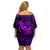 Hawaii Off Shoulder Short Dress King Kamehameha Mix Polynesian Plumeria Purple Version LT14 - Polynesian Pride