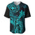 Hawaii Baseball Jersey King Kamehameha Mix Polynesian Plumeria Turquoise Version LT14 Turquoise - Polynesian Pride