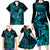 Hawaii Family Matching Long Sleeve Bodycon Dress and Hawaiian Shirt King Kamehameha Mix Polynesian Plumeria Turquoise Version LT14 - Polynesian Pride