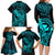 Hawaii Family Matching Long Sleeve Bodycon Dress and Hawaiian Shirt King Kamehameha Mix Polynesian Plumeria Turquoise Version LT14 - Polynesian Pride