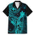 Hawaii Family Matching Off Shoulder Long Sleeve Dress and Hawaiian Shirt King Kamehameha Mix Polynesian Plumeria Turquoise Version LT14 Dad's Shirt - Short Sleeve Turquoise - Polynesian Pride