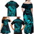 Hawaii Family Matching Off Shoulder Maxi Dress and Hawaiian Shirt King Kamehameha Mix Polynesian Plumeria Turquoise Version LT14 - Polynesian Pride