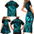 Hawaii Family Matching Short Sleeve Bodycon Dress and Hawaiian Shirt King Kamehameha Mix Polynesian Plumeria Turquoise Version LT14 - Polynesian Pride