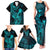 Hawaii Family Matching Tank Maxi Dress and Hawaiian Shirt King Kamehameha Mix Polynesian Plumeria Turquoise Version LT14 - Polynesian Pride