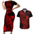 Hawaii Couples Matching Short Sleeve Bodycon Dress and Hawaiian Shirt King Kamehameha Mix Polynesian Plumeria Red Version LT14 Red - Polynesian Pride