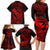 Hawaii Family Matching Long Sleeve Bodycon Dress and Hawaiian Shirt King Kamehameha Mix Polynesian Plumeria Red Version LT14 - Polynesian Pride