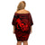 Hawaii Off Shoulder Short Dress King Kamehameha Mix Polynesian Plumeria Red Version LT14 - Polynesian Pride