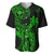 Hawaii Baseball Jersey King Kamehameha Mix Polynesian Plumeria Green Version LT14 Green - Polynesian Pride