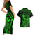 Hawaii Couples Matching Short Sleeve Bodycon Dress and Hawaiian Shirt King Kamehameha Mix Polynesian Plumeria Green Version LT14 - Polynesian Pride