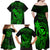 Hawaii Family Matching Off Shoulder Long Sleeve Dress and Hawaiian Shirt King Kamehameha Mix Polynesian Plumeria Green Version LT14 - Polynesian Pride